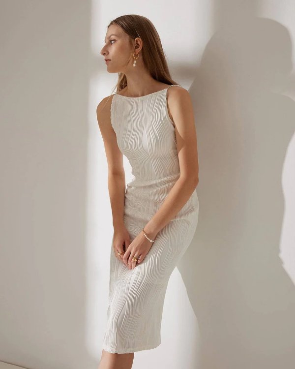 The Water Ripple Textured Cami Dress & Reviews - White Cami Dress, Black Cami Dress - Dresses | RIHOAS