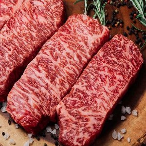 Japanese Wagyu Center Cut New York Strip Steaks, A5 Grade, 12 oz, 4-count, 3 lbs.