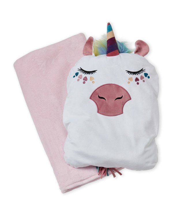 Two-Piece Unicorn Throw & Pillow Set