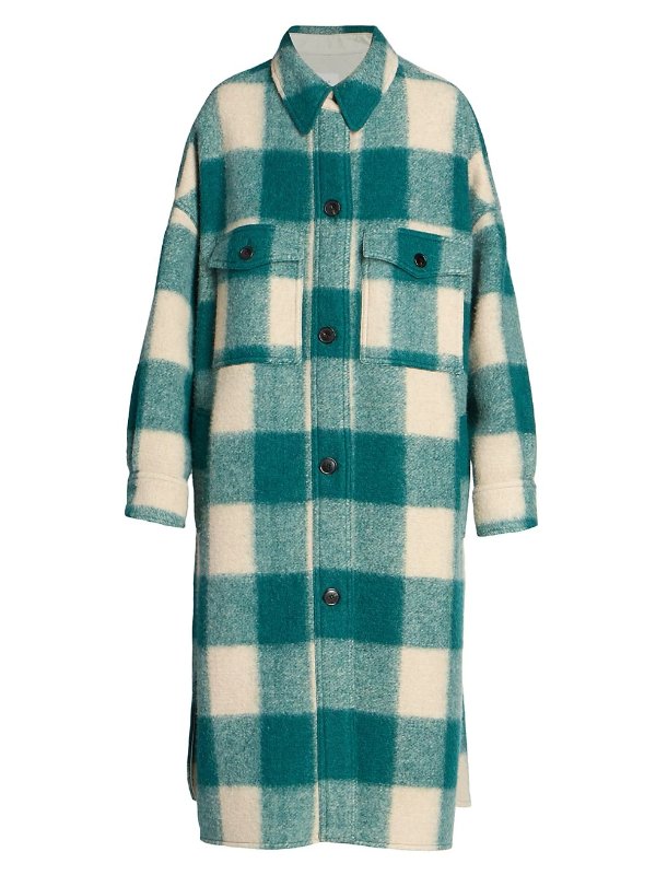 Fontizi Checked Felted Wool-Blend Shacket