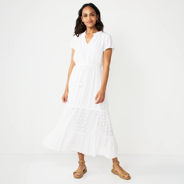 Women's Sonoma Goods For Life® Short Sleeve Tiered Maxi Dress