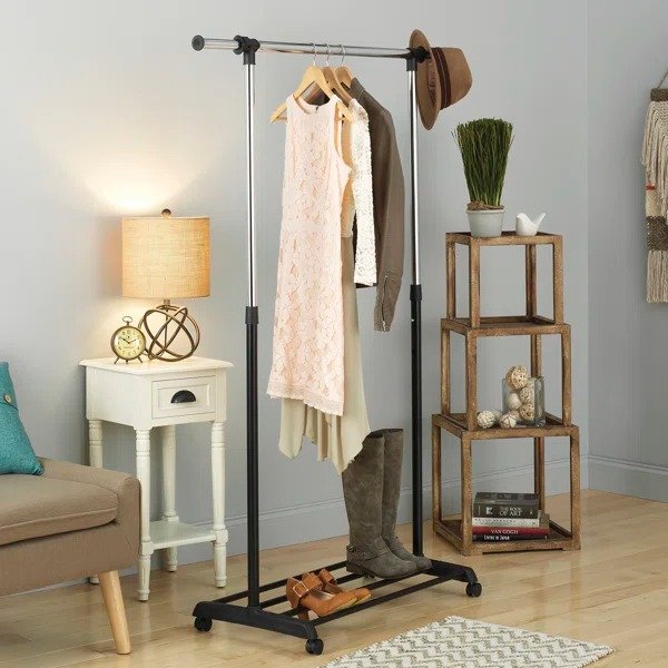 Adjustable Rolling Clothes Rack
