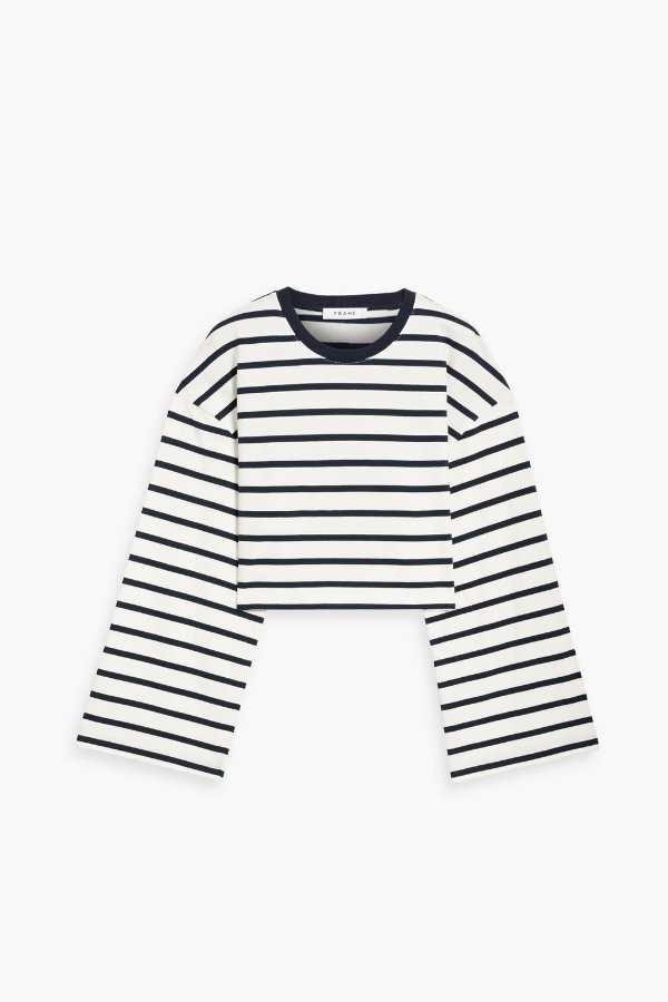 Cropped striped cotton-jersey top
