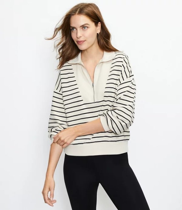 Striped Zip Sweatshirt | LOFT