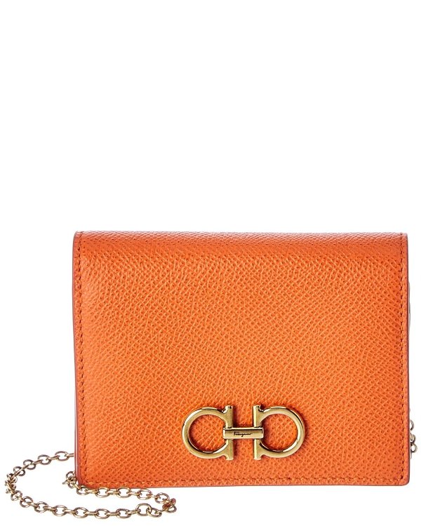 Gancini Compact Leather Wallet On Chain