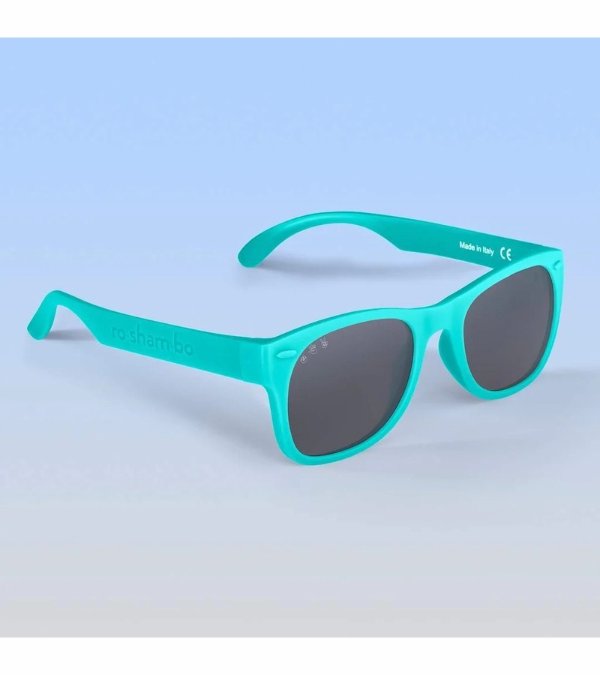 Roshambo Eyewear Polarized Baby Sunglasses - Goonies Wayfarer - Teal / Grey (0-2 years)