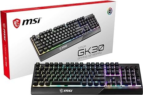 Vigor GK30 RGB Gaming Keyboard, 6-Zone RGB Lighting, Water Repellent & Splash-Proof, Mechanical-Like Plunger Switches, Black
