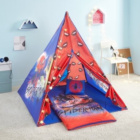 Spider-Man Teepee Tent Set Includes Spider-Man Lights, Spider-Man Slumber, and Spider-Man Pillow