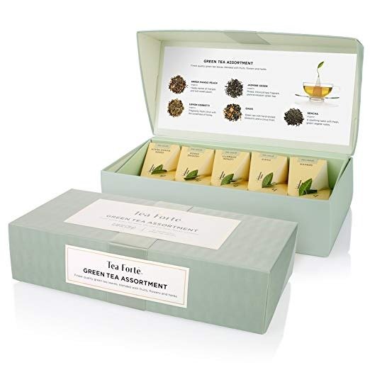 Petite Presentation Box Sampler with 10 Handcrafted Pyramid Tea Infusers - Green Tea Assortment