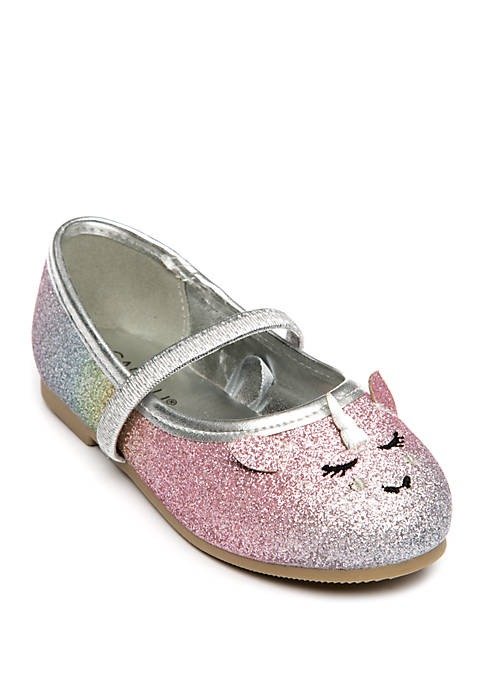 Girls Toddler Unicorn Glitter Flats