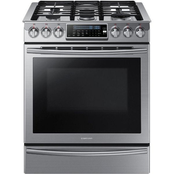 30 in. 5.8 cu. ft. Slide-In Gas Range with Self-Cleaning Convection Oven in Stainless Steel-NX58H9500WS - The Home Depot
