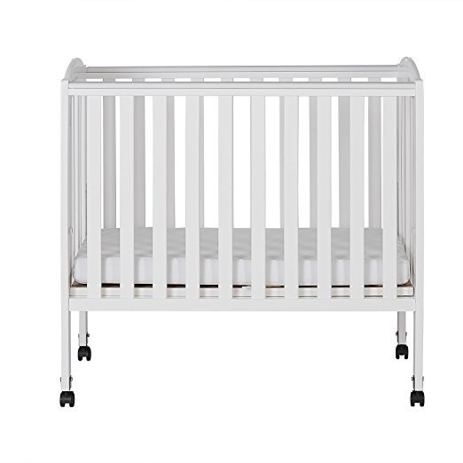 2 in 1 Portable Folding Stationary Side Crib, White
