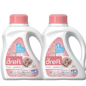 Dreft Stage 1 & 2: Hypoallergenic Liquid Baby Laundry Detergent (HE), Natural for Baby, Newborn, or Infant, 50 Ounce (32 loads), 2 Count