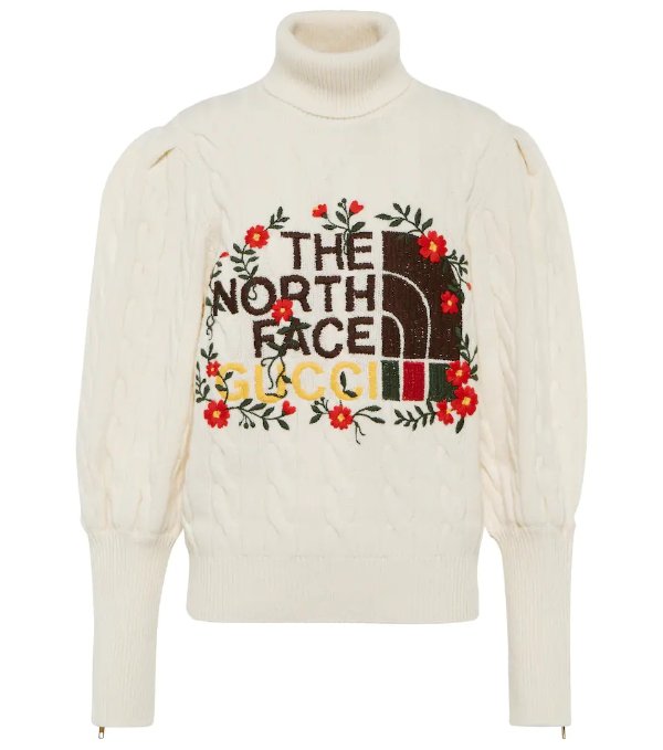 x The North Face logo embroidered wool sweater