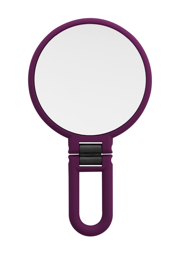 Danielle Soft Touch Hand Held Foldable Mirror - Eggplant