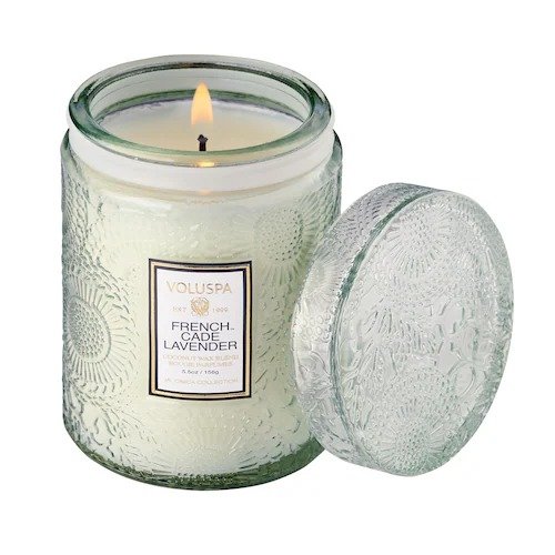 French Cade & Lavender Glass Jar Candle
