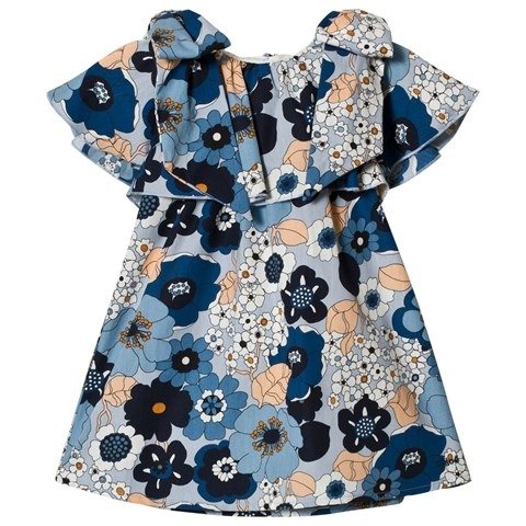 Chloe Blue Floral Print Poplin Dress | AlexandAlexa
