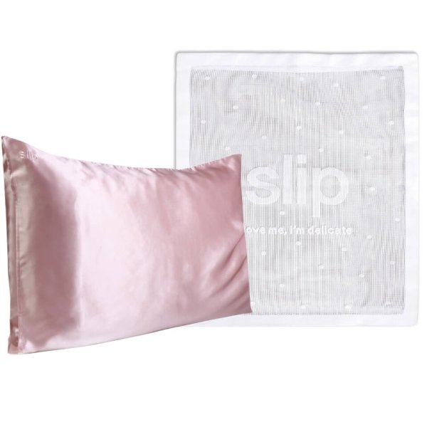 Exclusive Silk Pink Pillowcase Duo and Delicates Bag (Worth $193.00)