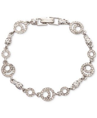 Silver-Tone Pave Circle & Crystal Flex Bracelet