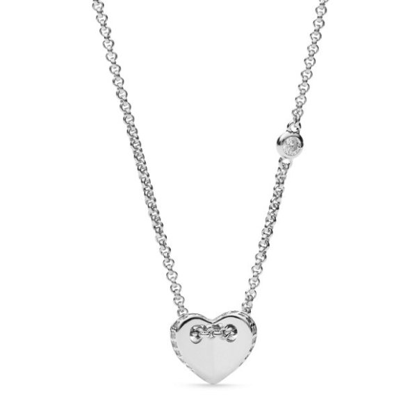 Sterling Silver Folded Heart Necklace