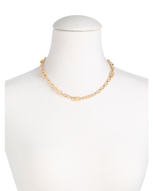 14k Gold Plated Sterling Silver Cz Link Necklace