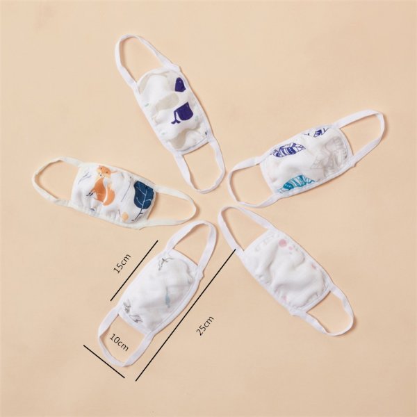 5pcs Baby / Toddler Animal Print Cotton Mask