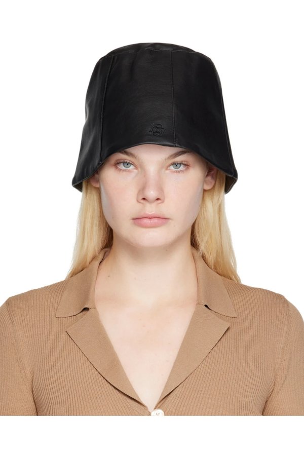 SSENSE Exclusive Black Faux-Leather Bucket Hat