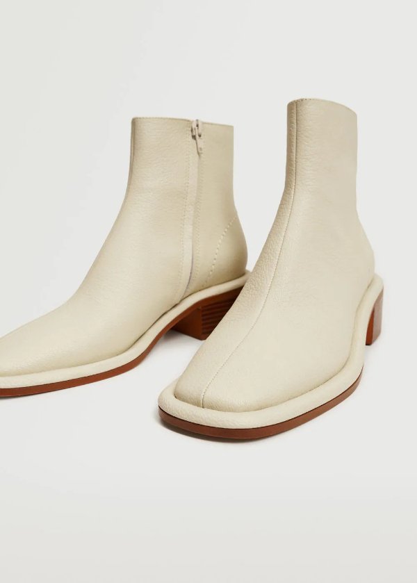 Zipped leather ankle boots - Women | MANGO OUTLET USA