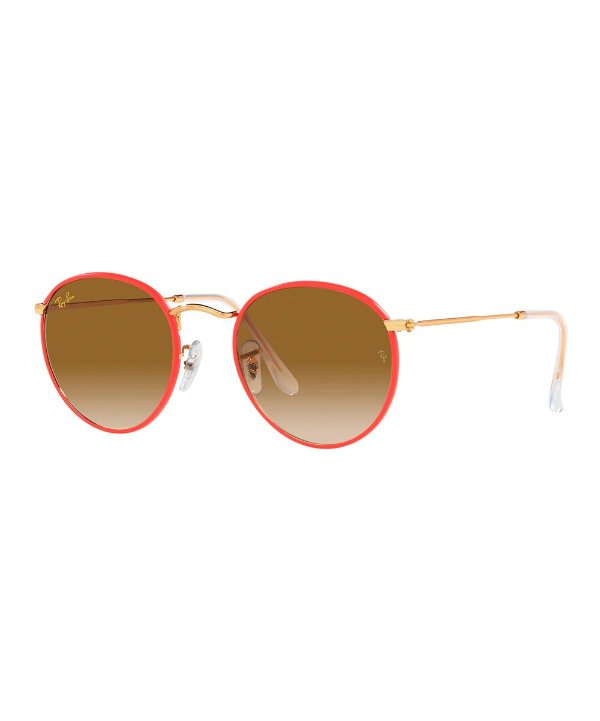 | Gold & Light Brown Gradient Round Sunglasses