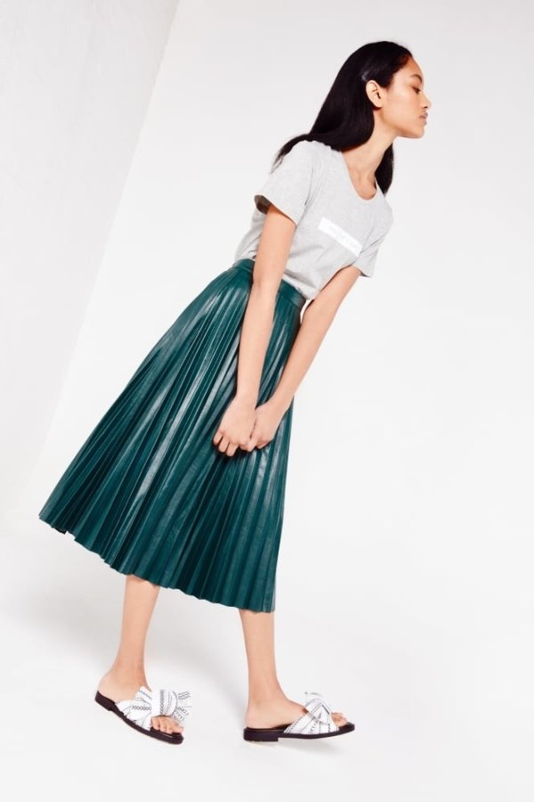 Gracia Pleated Midi Skirt