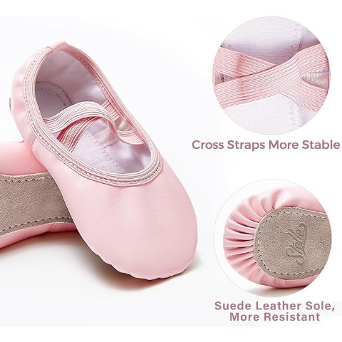 As low as $8.49Stelle Ballet Shoes for Girls Toddler Dance Slippers Soft Leather