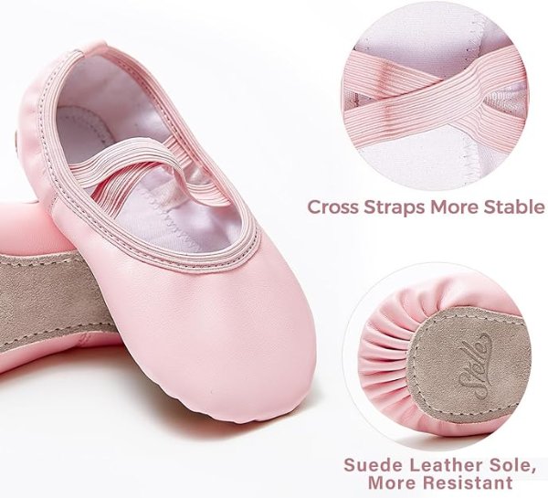 Stelle Ballet Shoes for Girls Toddler Dance Slippers Soft Leather