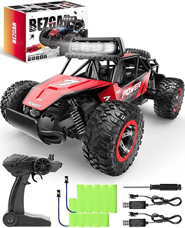 TB141 RC Cars-1:14 Scale Remote Control Car, 2WD High Speed 20 Km/h All Terrains Electric Toy Off Road RC Car Vehicle Truck Crawler with Two Rechargeable Batteries for Boys Kids and Adults
