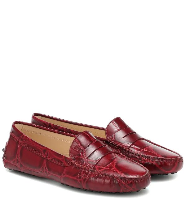 Gommino croc-effect leather loafers