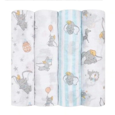 ® 4-Pack Disney® Dumbo Swaddle Blankets in White/Blue