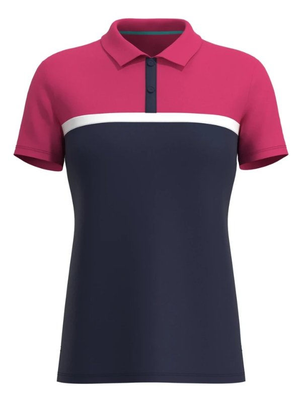 Womens Chest Striped Button Polo