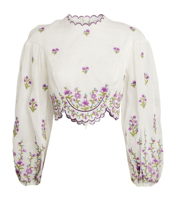 Sale | Zimmermann Floral-Embroidered Poppy Crop Top | Harrods US
