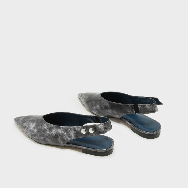 Silver Pointed Toe Slingbacks|CHARLES & KEITH