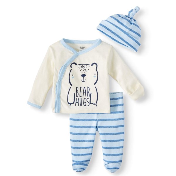 Baby Boy Organic Cotton Take Me Home Outfit Set, 3-Piece