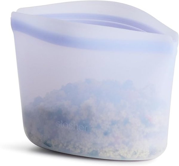 Reusable Silicone Storage Bag, Food Storage Container, Microwave and Dishwasher Safe, Leak-free, 2 Cup Bowl, Lavender