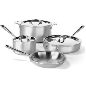 All-Clad 700393 MC2 Professional Master Chef 2 Stainless Steel Tri-Ply Bonded Cookware Set, 7-Piece