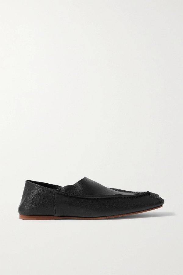 Leather collapsible-heel loafers