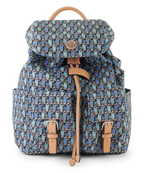 Misty Blue Tulip Geometric Virginia Drawstring Backpack