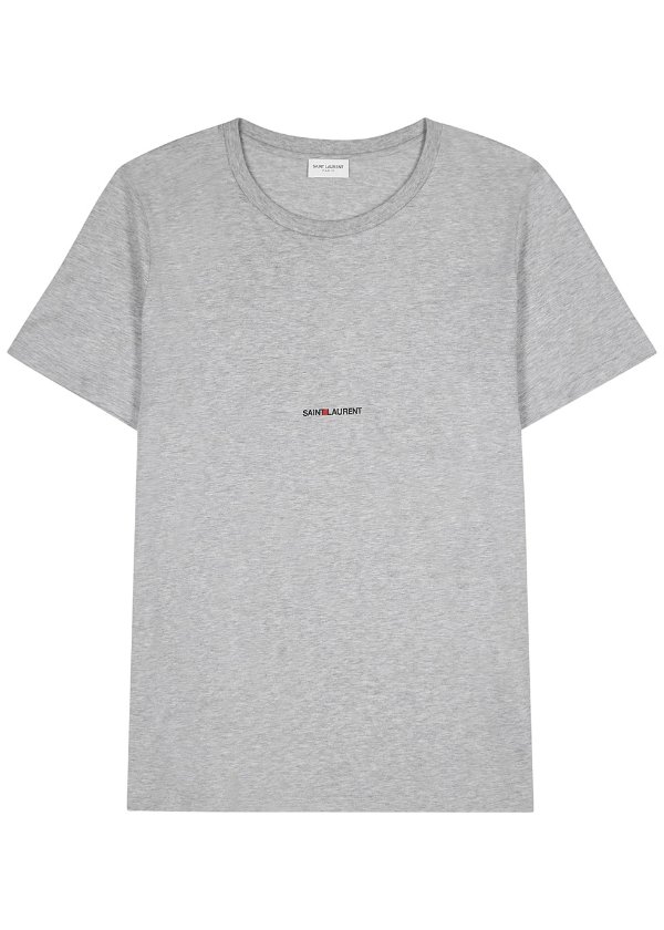 Grey melange logo cotton T-shirt