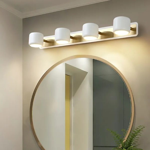 White LED Adjustable Gold Bath Vanity Light 4-Light Indoor Wall Light-Homary