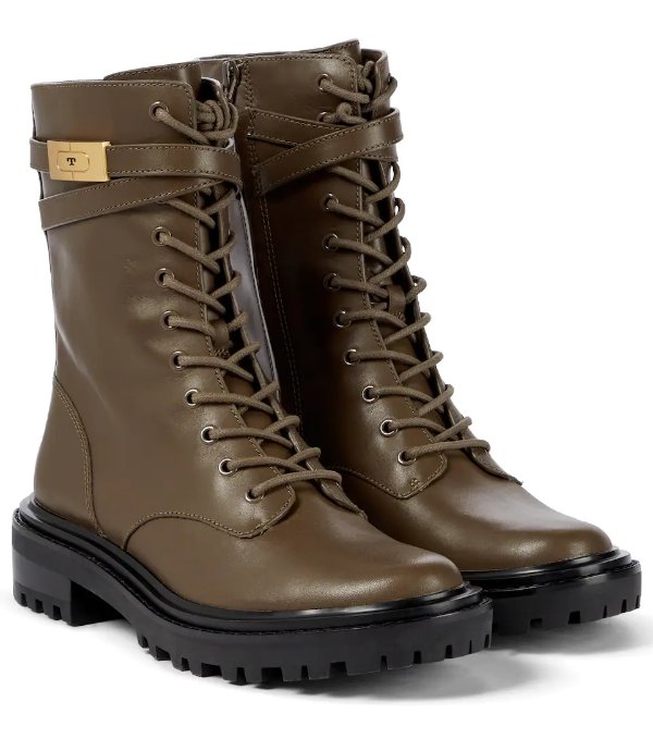 T Hardware leather combat boots
