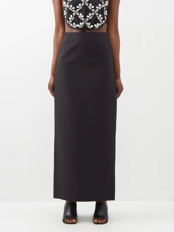 High-rise cotton-blend maxi skirt | SHUSHU/TONG