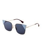FF 0191/S Gold-Tone & Blue Square Sunglasses