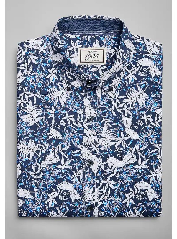 1905 Collection Tailored Fit Floral & Fauna Short Sleeve Sportshirt - Big & Tall CLEARANCE - All Clearance | Jos A Bank