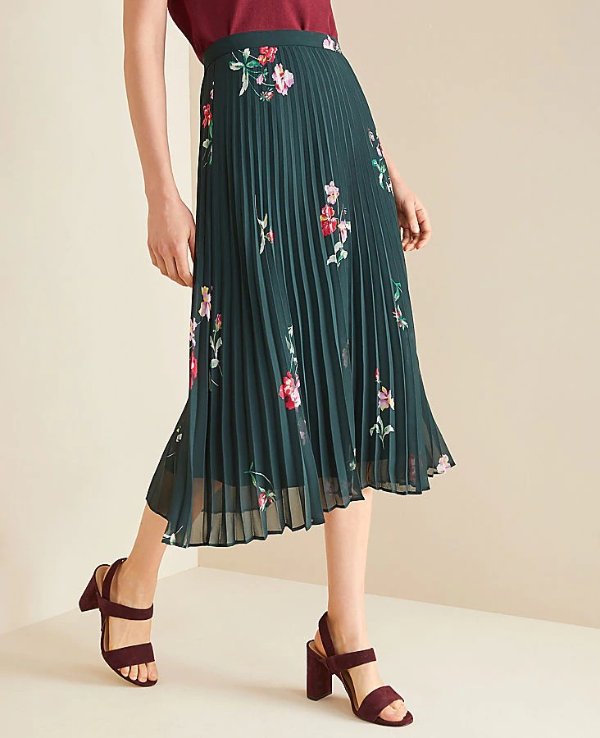 Floral Micro Pleat Skirt | Ann Taylor
